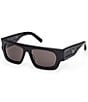 MCM Unisex MW0015 54mm Rectangle Sunglasses, Color:Shiny Black/Smoke - Image 1