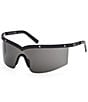 MCM Unisex MW0016 99mm Shield Sunglasses, Color:Matte Black/Smoke - Image 1