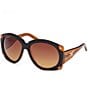 MCM Women's 61mm Round Gradient Frame Sunglasses, Color:Black/Brown - Image 1