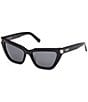 MCM Women's MW0010 54mm Cat Eye Sunglasses, Color:Shiny Black/Smoke - Image 1