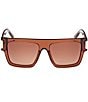 MCM Women's MW0011 55mm Rectangle Sunglasses, Color:Shiny Light Brown/Brown - Image 2