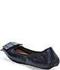 Color:Navy - Image 3 - Lilyana Pleated Bow Detail Leather Ballet Flats