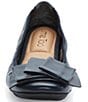 Color:Navy - Image 4 - Lilyana Pleated Bow Detail Leather Ballet Flats