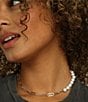 Melinda Maria Samantha Half Pearl Chain Collar Necklace, Color:Silver - Image 3