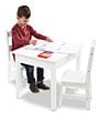 Color:White - Image 2 - Child-Size Hardwood Table & 2 Chairs Set