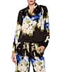 MELLODAY Coordinating Abstract Print Shawl Collar Long Sleeve Satin Top - Image 1