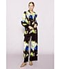 MELLODAY Coordinating Abstract Print Shawl Collar Long Sleeve Satin Top - Image 5