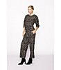 MELLODAY Coordinating Floral Print Knit Techno Crepe Pintuck Wide Leg Pants, Color:Black/Cream - Image 5