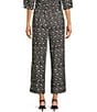MELLODAY Coordinating Floral Print Knit Techno Crepe Pintuck Wide Leg Pants, Color:Black/Cream - Image 2