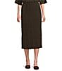MELLODAY Coordinating Plisse Sheath Midi Skirt, Color:Chocolate Brown - Image 1