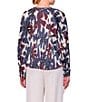 MELLODAY Floral Pleated Long Sleeve Button Front Top, Color:Bone/Purple - Image 2
