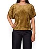 MELLODAY Knit Textured Velvet Crew Neck Short Sleeve Pullover Top - Image 1