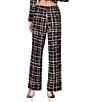 MELLODAY Lux Crepe High Rise Checker/Solid Straight Leg Pull On Coordinating Pants - Image 2