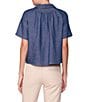 MELLODAY Point Collar Boxy Short Sleeve Denim Top - Image 2