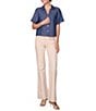 MELLODAY Point Collar Boxy Short Sleeve Denim Top - Image 4