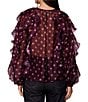 MELLODAY Polka Dot All Over Ruffle Tie Front Long Sleeve Blouse - Image 2