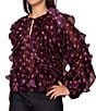 MELLODAY Polka Dot All Over Ruffle Tie Front Long Sleeve Blouse - Image 4