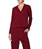 MELLODAY Woven Lux Crepe Notch Collar Long Sleeve Button Front Coordinating Top - Image 5