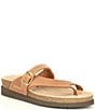 Color:Camel Scratch - Image 1 - Helen Buckle Detail Leather Casual Slide Sandals