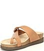 Color:Camel Scratch - Image 4 - Helen Buckle Detail Leather Casual Slide Sandals