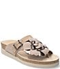 Color:Light Taupe - Image 1 - Helen Flower Buckle Detail Leather Casual Sandals