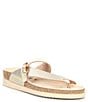 Color:Gold - Image 1 - Helen Mix Leather Buckle Thong Sandals