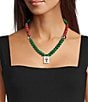 Merry & Bright Beaded Mahjong Resin Statement Collar Necklace - Image 2