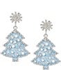 Merry & Bright Blue Enamel Tree Drop Earrings - Image 1