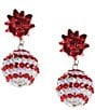 Merry & Bright Christmas Candy Cane Beaded Drop Earrings, Color:Multi/Silver - Image 1