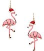 Merry & Bright Christmas Flamingo Drop Earrings, Color:Gold/Multi - Image 1