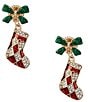 Merry & Bright Christmas Stocking Drop Earrings, Color:Multi - Image 1