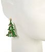 Merry & Bright Christmas Tree Multi Charm Shaky Drop Earrings, Color:Two Tone/Multi - Image 2
