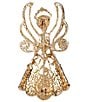 Merry & Bright Crystal Christmas Angel Scroll Pin, Color:Gold/Pearl - Image 2