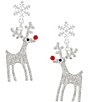 Merry & Bright Crystal Pave Christmas Rudolph Drop Earrings - Image 3