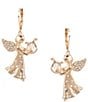 Merry & Bright Crystal Pave Musical Angel Drop Earrings - Image 1