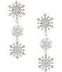 Merry & Bright Crystal Pave Snowflake Pearl Linear Drop Earrings - Image 1