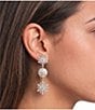 Merry & Bright Crystal Pave Snowflake Pearl Linear Drop Earrings - Image 2