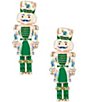 Merry & Bright Floral Print Nutcracker Drop Earrings - Image 1