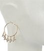 Merry & Bright Happy New Year Dangle Hoop Earrings, Color:Crystal/Gold - Image 2