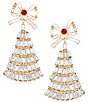 Merry & Bright Holiday Bow Rhinestone Tree Drop Earrings - Image 1