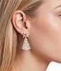 Merry & Bright Holiday Bow Rhinestone Tree Drop Earrings - Image 2