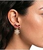 Merry & Bright Holiday Bow Stud Crystal Pave Snowflake Drop Earring - Image 2