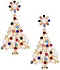Merry & Bright Holiday Pearl and Stone Tree Drop Earrings - Image 1