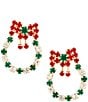 Merry & Bright Holiday Rhinestone Wreath Stud Earrings - Image 1