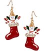 Merry & Bright Mr. Bingle Red Stocking Drop Earrings - Image 1