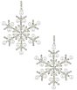 Merry & Bright Pearl & Crystal Pave Snowflake Drop Earrings - Image 1