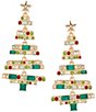 Merry & Bright Pearl & Multi Green Stone Tree Drop Earrings - Image 1
