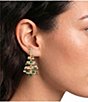 Merry & Bright Pearl & Multi Green Stone Tree Drop Earrings - Image 2