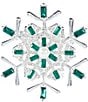 Merry & Bright Pearl and Emerald Green Crystal Snowflake Pin, Color:Pearl/Silver - Image 1