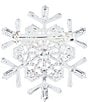 Merry & Bright Pearl and Emerald Green Crystal Snowflake Pin, Color:Pearl/Silver - Image 2
